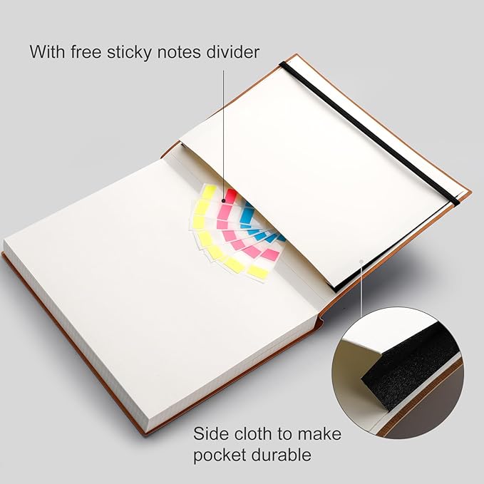 AHGXG Graph Paper Notebook - Grid Paper Notebook Large A4 8.5''×11'', 320 Pages Thick Journal, 100gsm Thick Graph Paper, Leather Softcover, Inner Pocket - Black