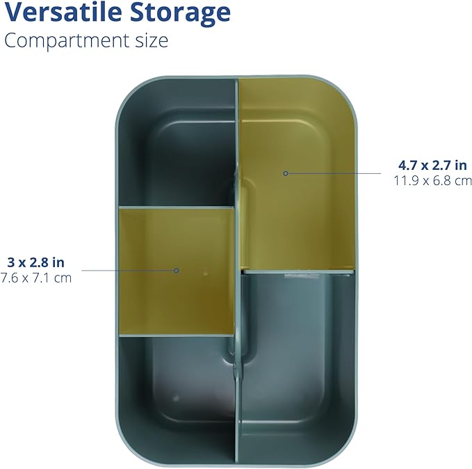 BLUE GINKGO Stackable Organizer Caddy – Korean-Made Portable Tote for Bathroom, Office, Crafts, or School Supplies (Rectangle, Green)