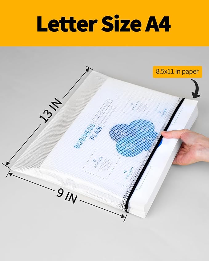 SUNEE Plastic Mesh Zipper Pouch 9x13 in (6 Colors, 18 Packs),Extra Large Water-Resistant Zip Bag for School Office Supplies, Puzzles & Games Organizing Storage