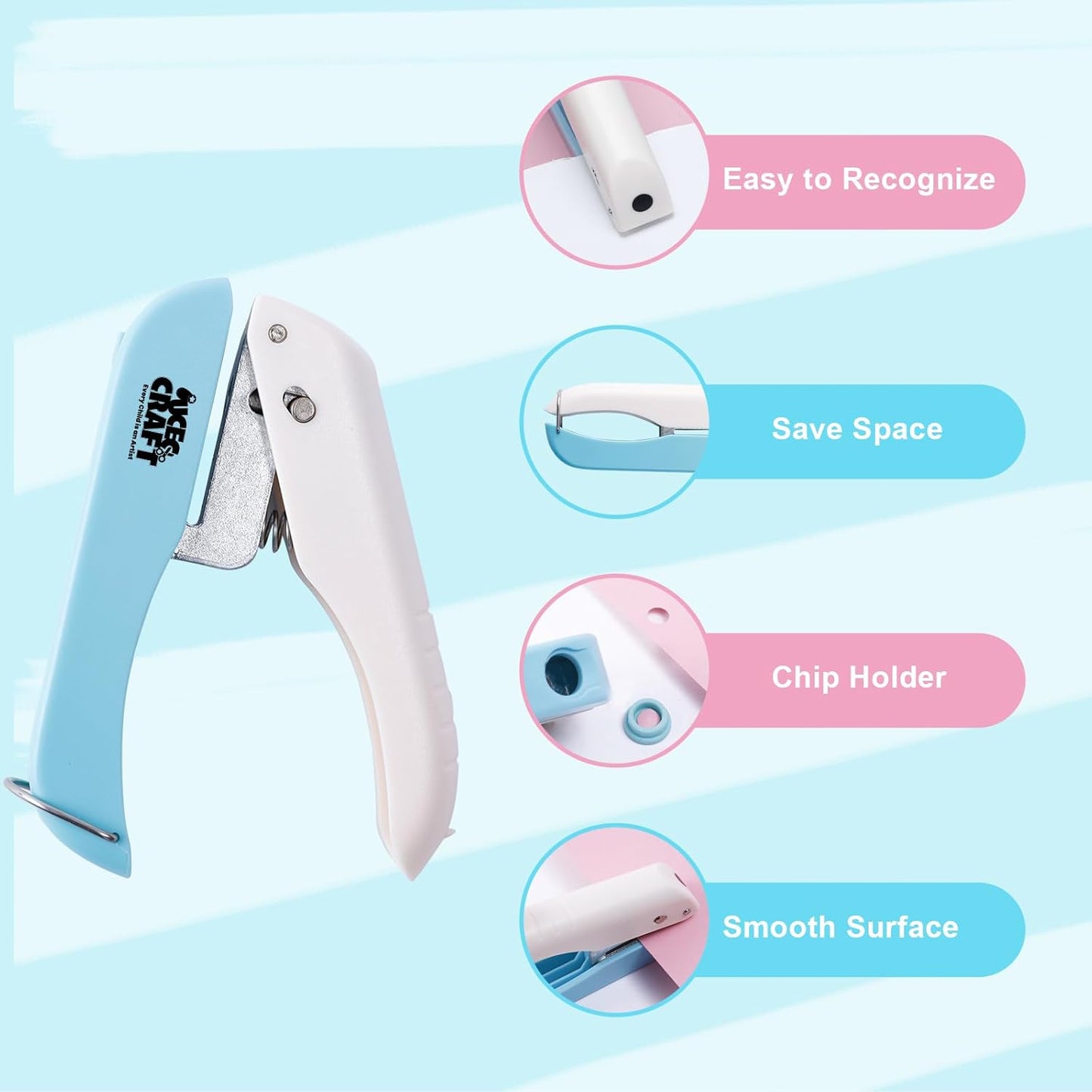 UCEC Handheld Hole Paper Punch, 1/4 Single Hole Punch One-Hole Punch, Small Hole Puncher for DIY Scrapbook Craft Paper Tags Clothing Ticket Tool (2 Pack)