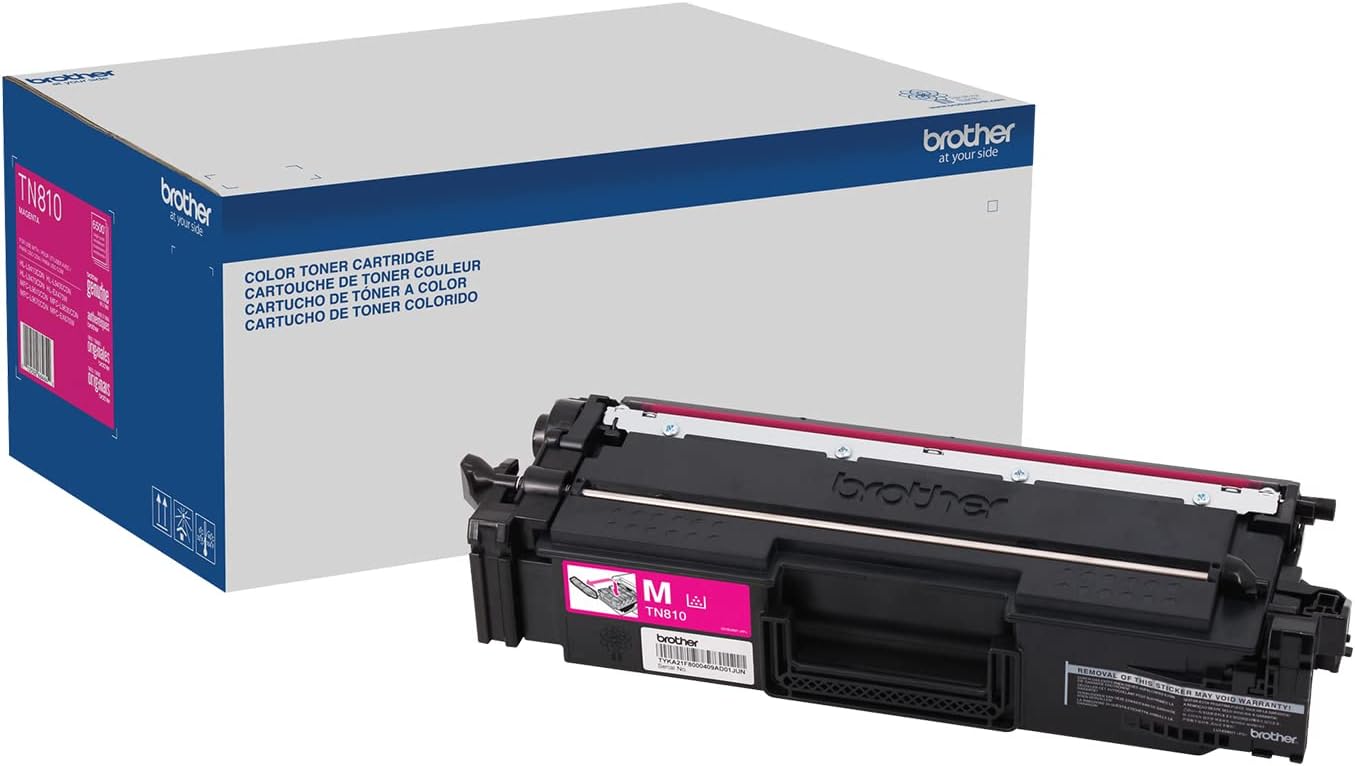 Brother Genuine Standard Yield Toner Cartridge, TN810M, Replacement Magenta Toner, Page Yield Up to 6,500 Pages