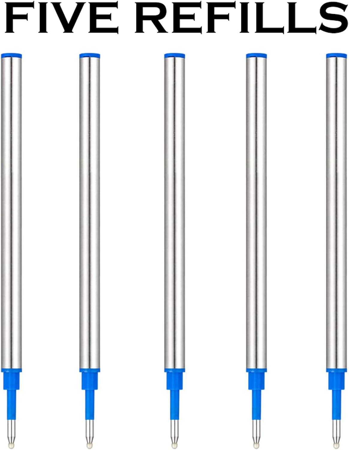 HeTaoCat Gel Rollerball Pen Refills, Roller Ball Fine Point 0.5mm, Black Ink Refill Pack of 5 - Replaceable Ballpoint Pen Refills Medium Point (Blue)