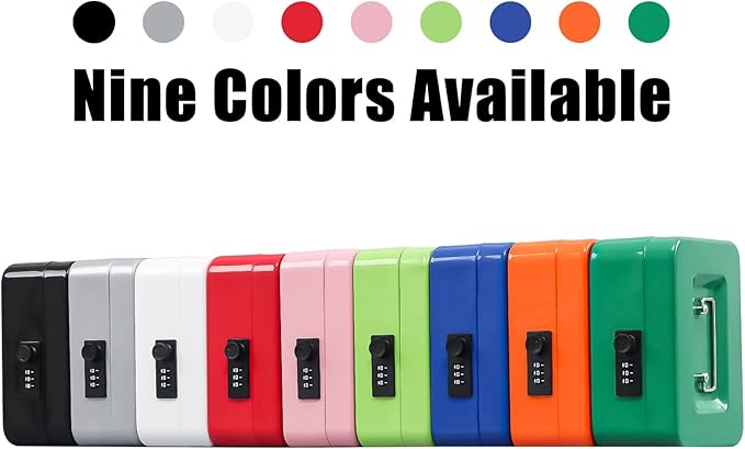 KYODOLED Cash Box with Combination Lock,Safe Metal Box for Money,Storage Lock Box with Money Tray,7.87"x 6.30"x 3.54" White Medium