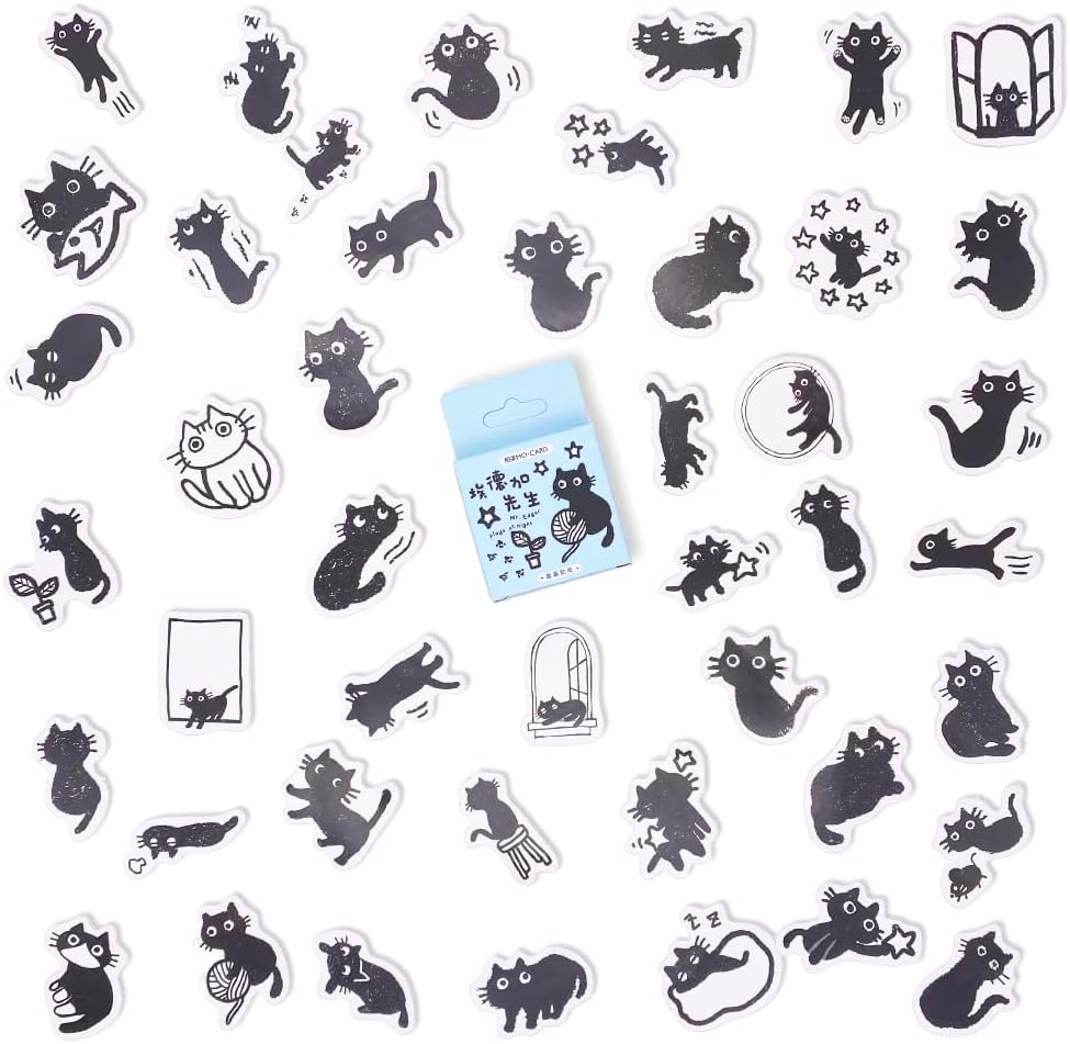 Small Cute Cat Stickers for Scrapbooking Bullet Journal DIY Decoration Journaling Planners Suitcase Diary Notebooks, Album Laptop Phone Case Art Craft, 45 Designs…