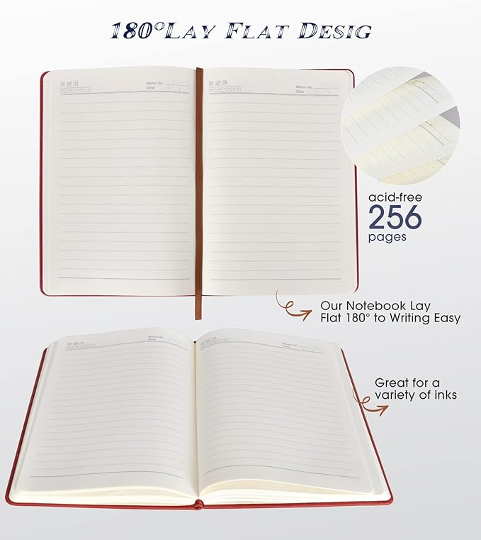 Lined Journal Notebook for Women Men,256 Pages A5 Hardcover Leather Journals for Writing,Travel,Business,Work & School,College Ruled Notebooks for Note Taking,Diary Notepad 5.7"×8.3"