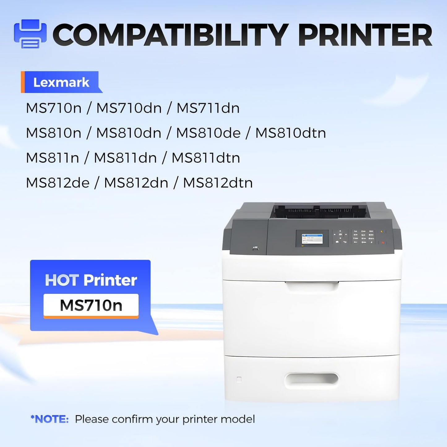 52D1000 Toner Cartridge Black with chip 1-Pack Replacement Compatible with Lexmark MS710n MS710dn MS711dn MS810n MS810dn MS810de MS810dtn MS811n MS811dn MS811dtn MS812de MS812dn MS812dtn Laser Printer