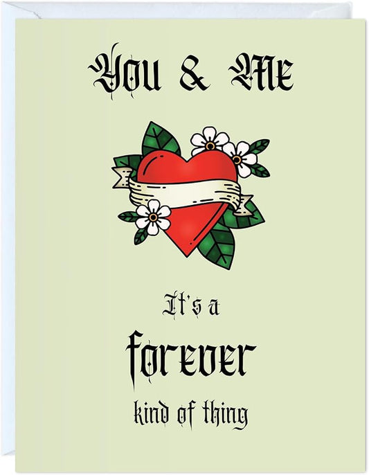 ALY LOU Funny Anniversary Card for Her Him/Husband Boyfriend/Girlfriend Wife/Sarcastic Birthday Greeting Card (You and me, it’s a forever kind of thing (Tattoo))