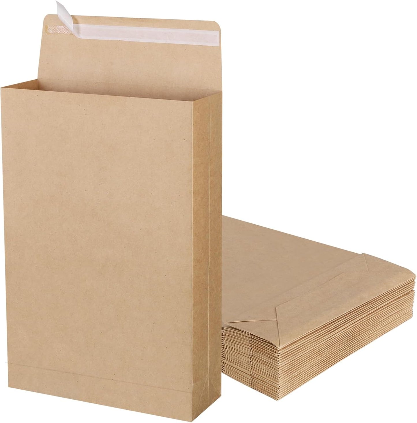 25 Pack 10" x 15" Expandable Catalog Envelopes, Large Kraft Document Envelopes Self Seal Manilla Envelopes Mailing for Documents, Magazines, Photos