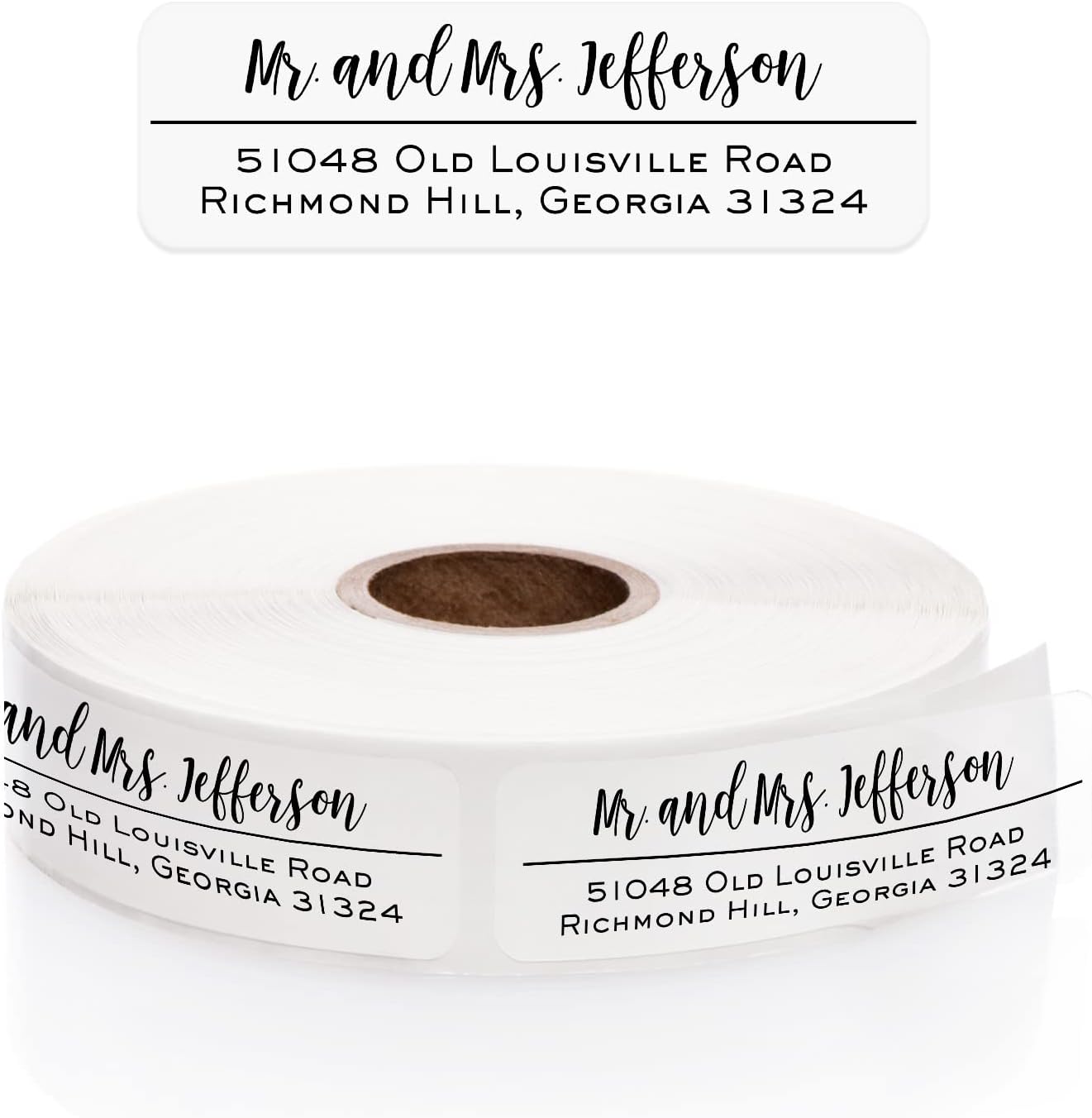 Clear Mixed Font Rolled Address Labels / 250 Personalized Return Address Labels/Designer Address Stickers in Elegant Plastic Dispenser