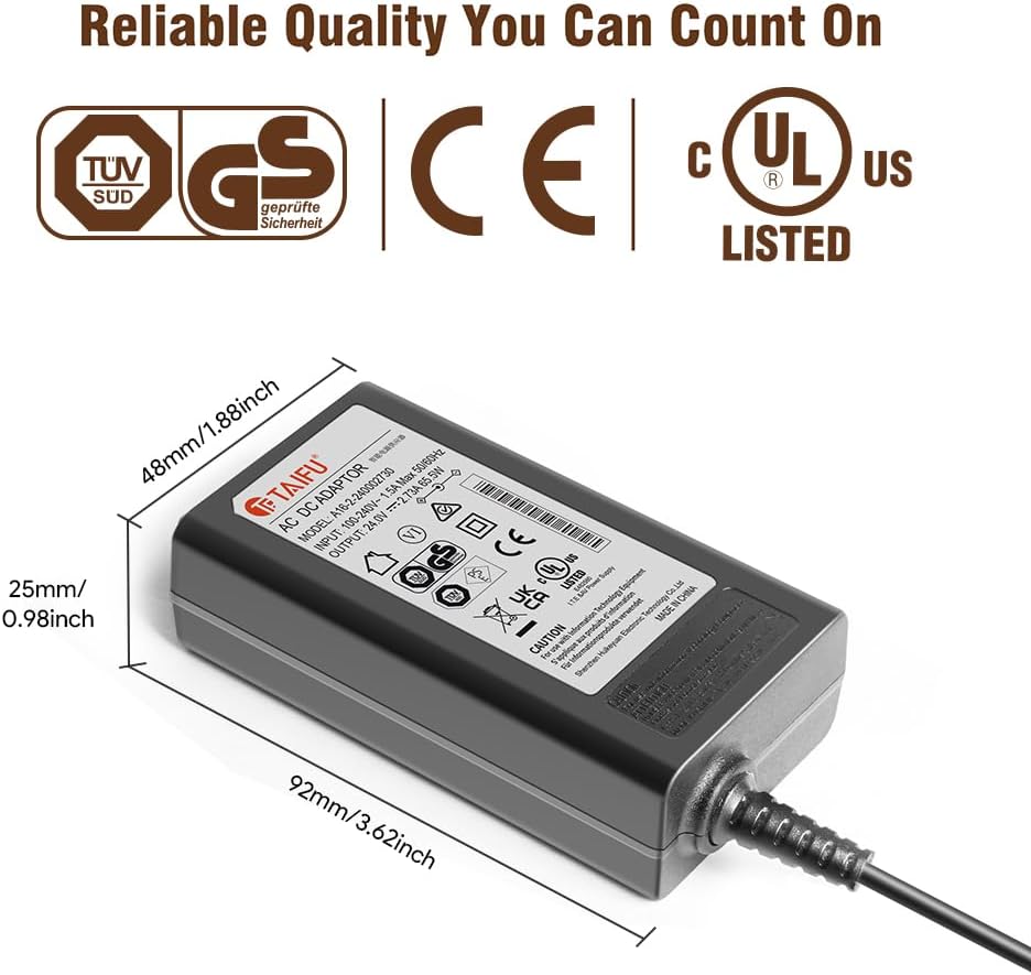 TAIFU 24V AC Adapter for Fujitsu Scanner fi-7160 fi-7260 fi-7180 fi-7260 fi-7280 FI-6130 Fi-5120C Fi-5220 Fi-5530C Fi-6110 Fi-6140 Fi-6230 Fi-6240 PA03540-K909 Document Scanner Power Supply Cord