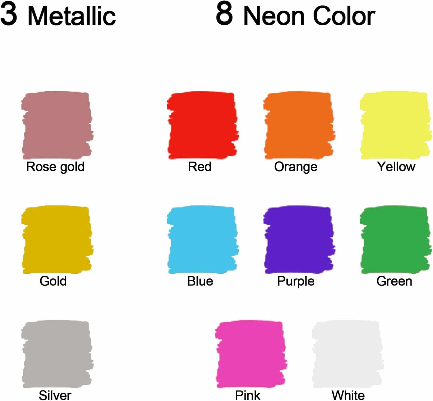 Anyo 12 Pack Window Markers for Cars, Liquid Chalk Markers with 15mm 3 in 1 Nib Jumbo Tip, Metallic & Neon Color Wet Erase Window Paint for Glass Washable, Glass, Mirror, Blackboard, Bistro, Menus