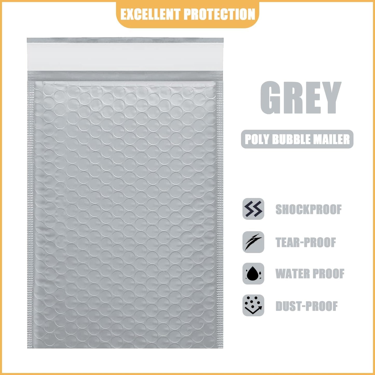 12.5in x 18in Bubble Mailer, Gray Poly Mailer, Padded Envelope, Shipping Envelope, Waterproof, Self-Sealing, For Small Business, Shipping, Mailing, Boutique Packaging(25PCS)