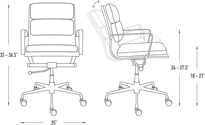 Laura Davidson Furniture SOHO II Padded Management Office Chair - Mid Back Desk Chair with Arm Rest, Swivel & Cushion Availability, Made of Faux Leather, Tan, Computer Chair