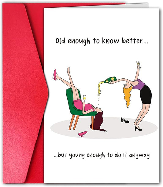 Female Friend Birthday Card Funny, Happy Birthday Card for Girls Mom Bestie Bff (Old Enough)