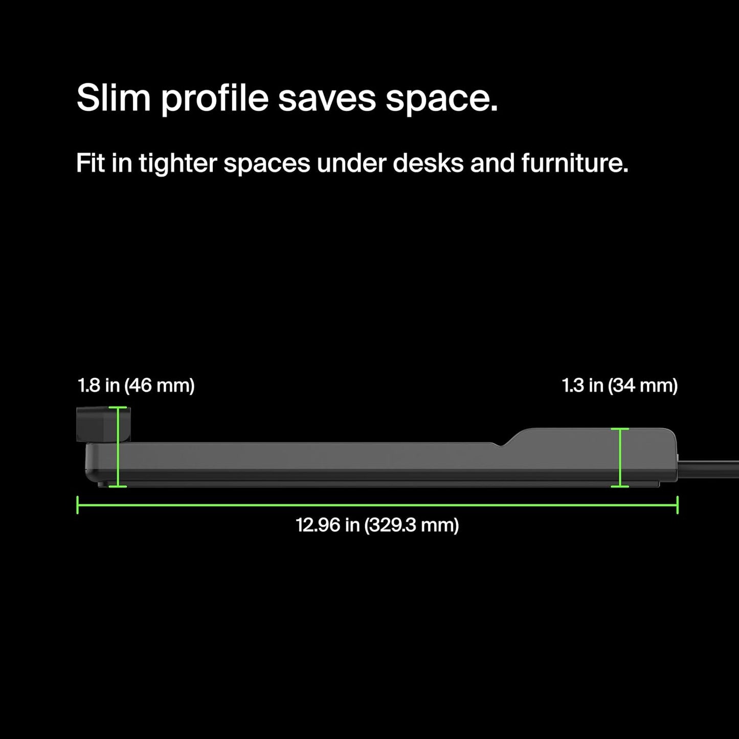 Belkin 12-Outlet Surge Protector Power Strip w/ 12 AC Outlets & 8ft Flat Plug, UL-listed Heavy-Duty Extension Cord for Home, Office, Travel, Computer, Laptop, Charger - 3,940 Joules of Protection