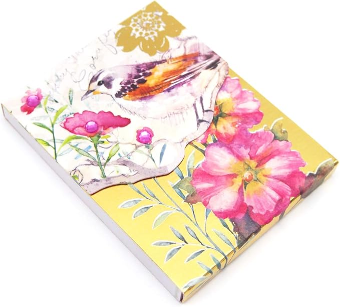Punch Studio Pink Floral Bird Pocket Notepad (44657)