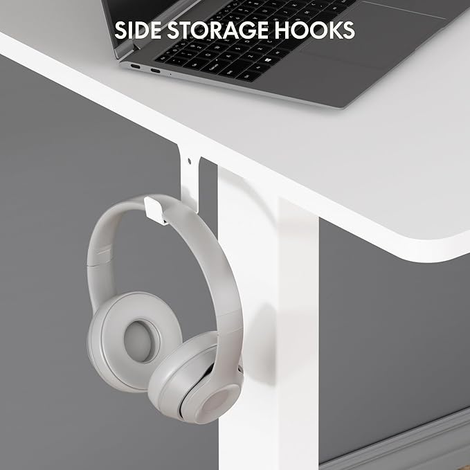 FLEXISPOT Standing Desk 55 x 24 Inch Adjustable Height Desk Home Office Computer Workstation Sit Stand Desk, White Top + White Frame