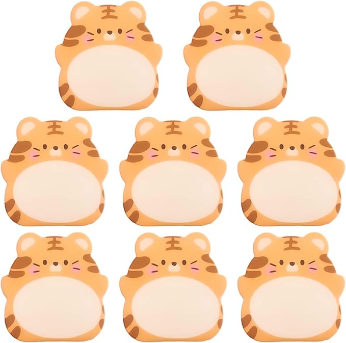 8 Packs Kawaii Tiger Sticky Notes, Aesthetic Sticky Notes Set, Cartoon Inspirational Sticky Notes, Animals Shape Markers, Cute Anime Sticky Note Tabs for Office School Creative Gifts