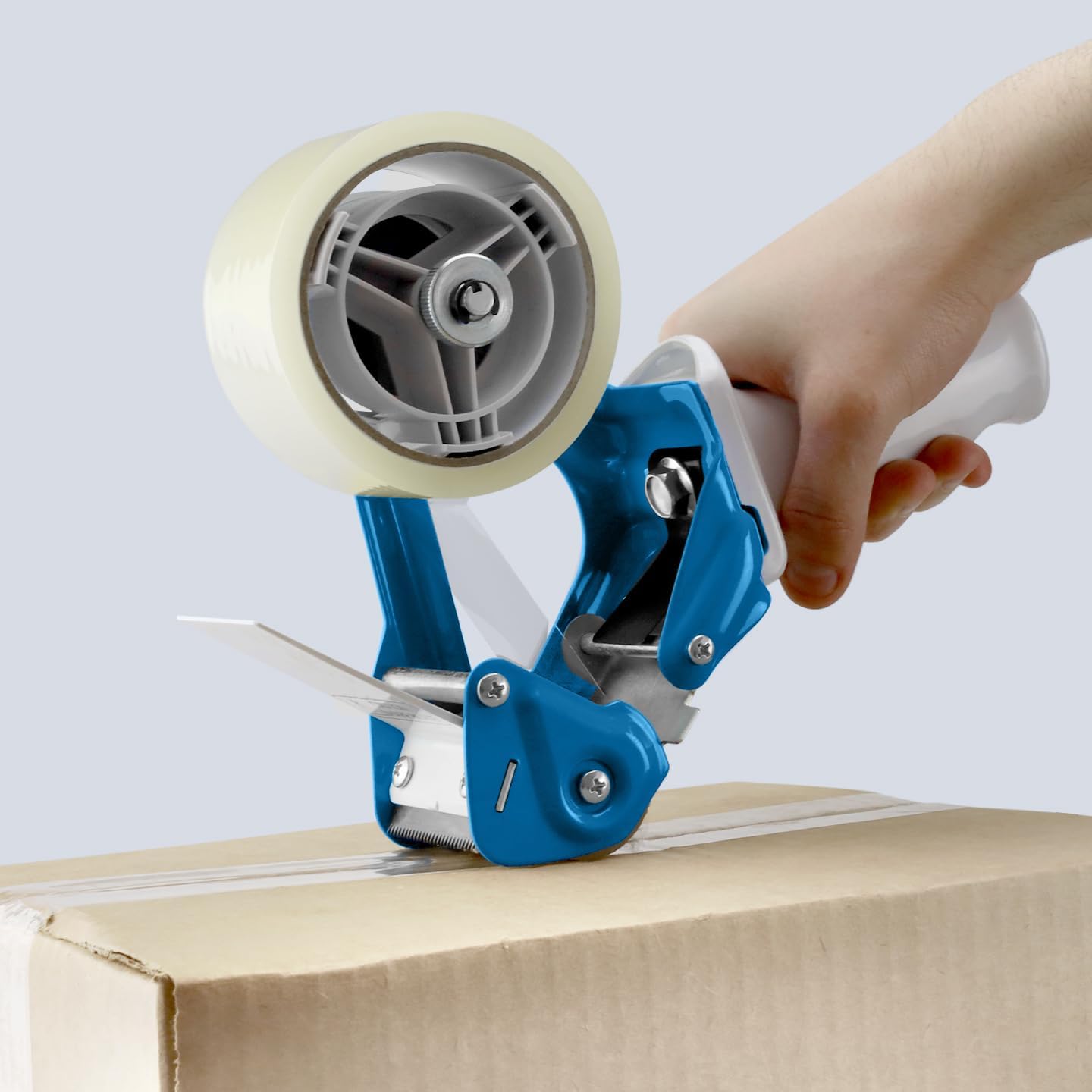 Heavy Duty Metal Frame Tape Gun - 3 Inch Core with Special Ergonomic Handle - Packing Tape Dispenser with Premium Tempered Steel Blade for 2" Tape Rolls