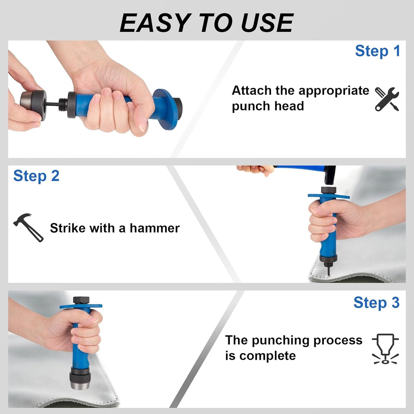 Hollow Punch Set, 14pcs Premium Leather Hole Punch Kit with Pin Point Punch Shaft, Gasket Cutting Puncher for Leather, Rubber & Plastic, 3/16" to 1-3/8"