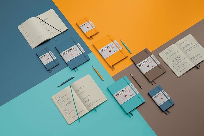 LEUCHTTURM1917 - Notebook Hardcover Medium A5-251 Numbered Pages for Writing and Journaling (Stone Blue, Plain)