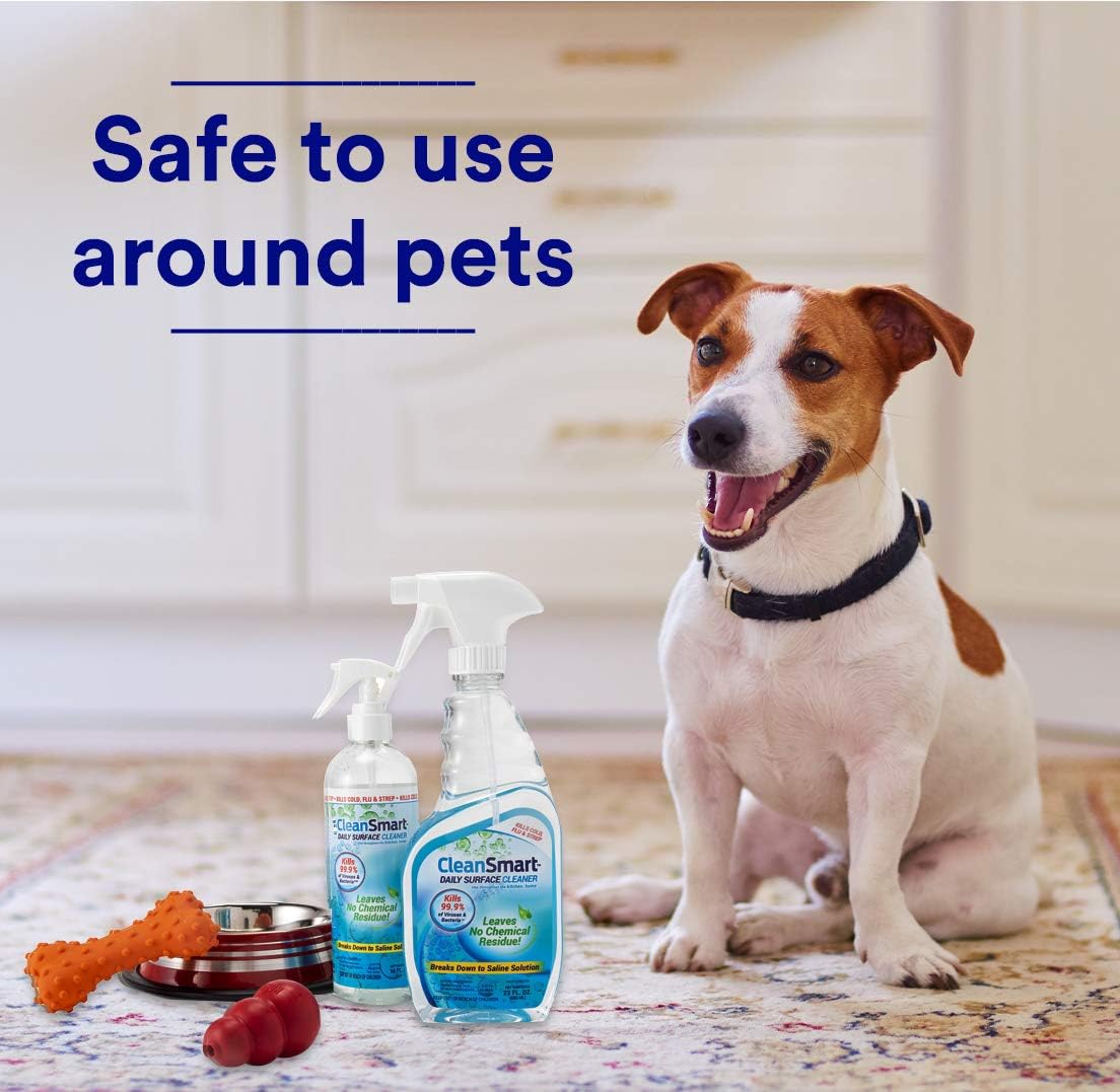 CleanSmart Daily Surface Cleaner and Pet-Safe Disinfectant, Kills 99.9% of Viruses, Bacteria, 23 ounce Bottle (Pack of 2)