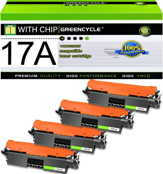 greencycle CF217A Toner Cartridge Replacement Compatible for HP 17A Black Toner Cartridge Laser Jet Pro MFP M130fw M130nw Printer Ink Cartridge (4PCS)