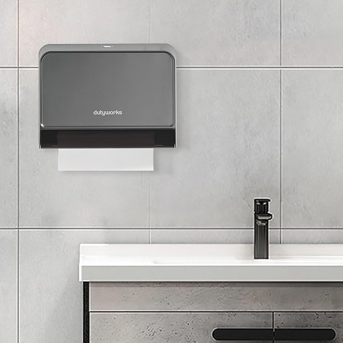 Paper Towel Dispenser Wall Mounted, Multifold Hand Towel Dispenser for Kitchen Bathroom Home Business, Trifold/C Fold/Z Fold Paper Towel Holder with Lock, Universal Paper, Black