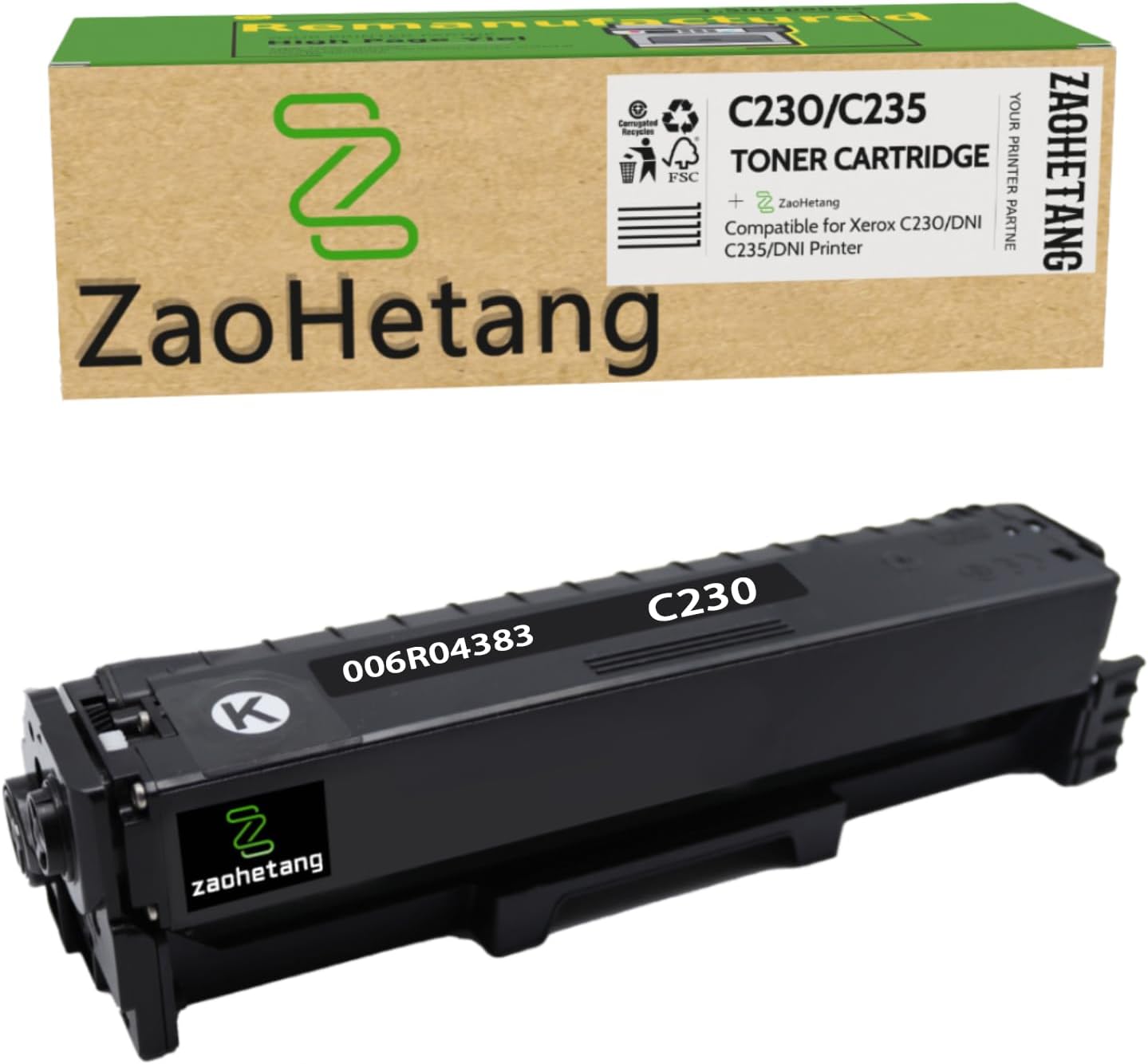 006R04383 Remanufactured C230 C235 Toner Cartridge Compatible for Xerox C235/DNI C230/DNI Color Multifunction Printer(Black)