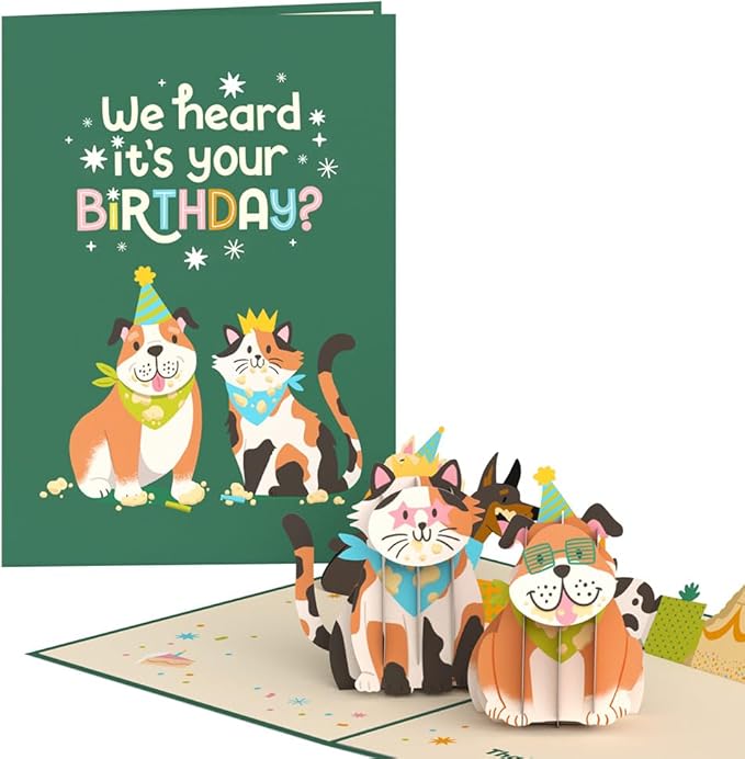 Lovepop Happy Birthday Pop-Up Card for Her and Him- 3D Birthday Animal Greeting Cards for Boys, Girls, Men, Women - We Heard It's Your Birthday - 5" x 7" Card - Blank Note Card & Envelope Included