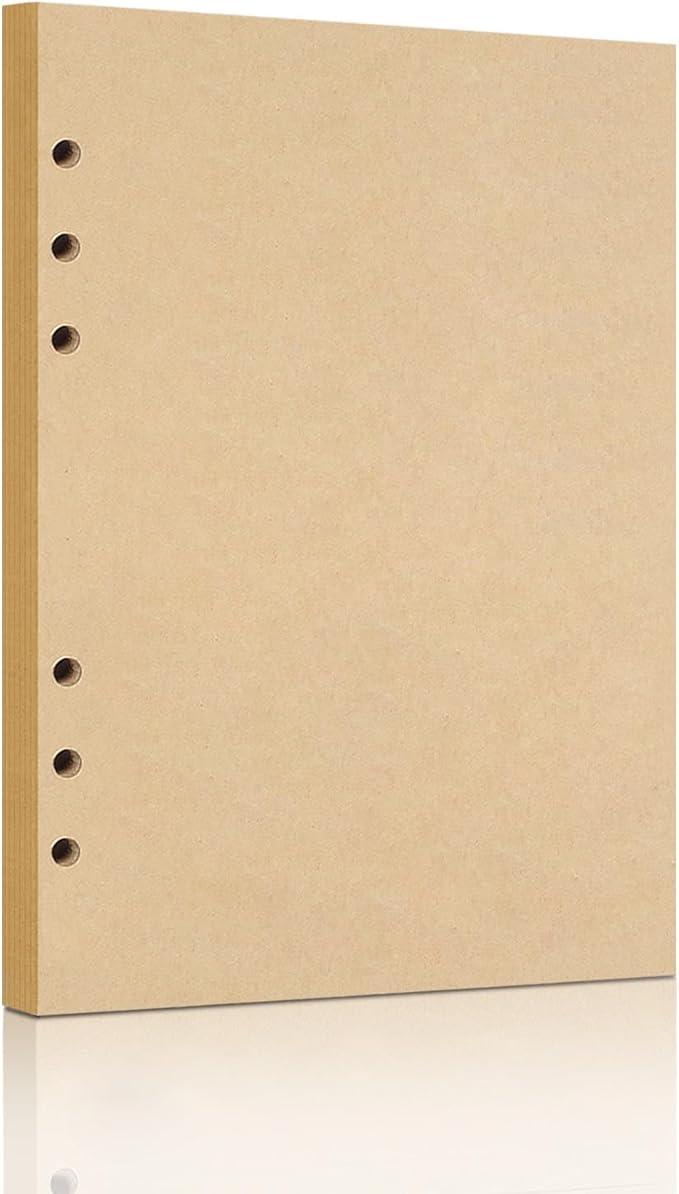 A5 Refill Paper, Unlined Blank Kraft Paper,100GSM Thick Refillable Paper 6 Hole Filler Inserts Loose Leaf Paper,for A5 6 Ring Binder,80 Sheets (160 Pages)(Kraft-Blank-A5)