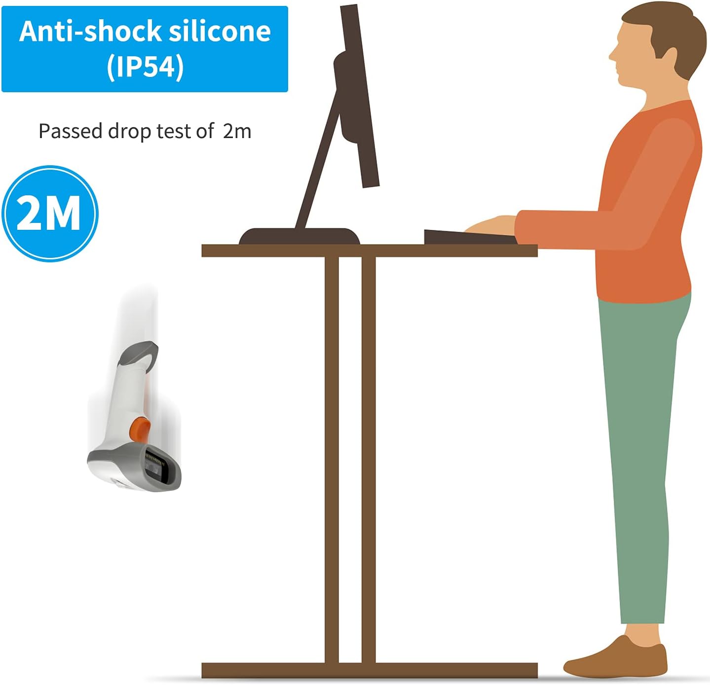 NetumScan Bluetooth 2D Barcode Scanner, 3 in 1 Automatic Wireless QR Barcode Reader USB Image Code Scanner for Store, Warehouse POS, Computer, Tablet, iPad, iPhone, Android