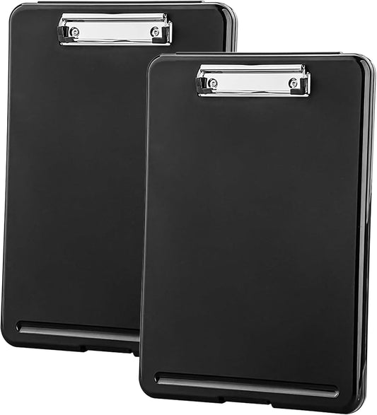 ZCZN Plastic A4 Form Storage Box Case, Black Clipboard Case, Suitable for School, Utility, Industrial Office, Medical Personnel, Set of 2
