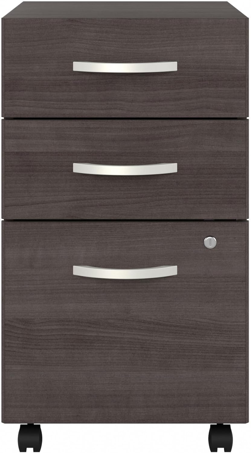Bush Business Furniture Studio C 3 Drawer Mobile File Cabinet-Assembled, Rolling Document Storage for Home or Professional Office, 16W, Storm Gray