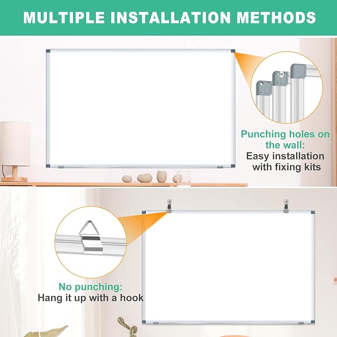 H-Qprobd 4' x 3' Whiteboard Dry Erase White Board for Wall 48x36 (2pcs) Magnetic Boards for Office Classroom & Home, Small Wall Whiteboard Including 6 Markers, 20 Magnets, 2 Erasers