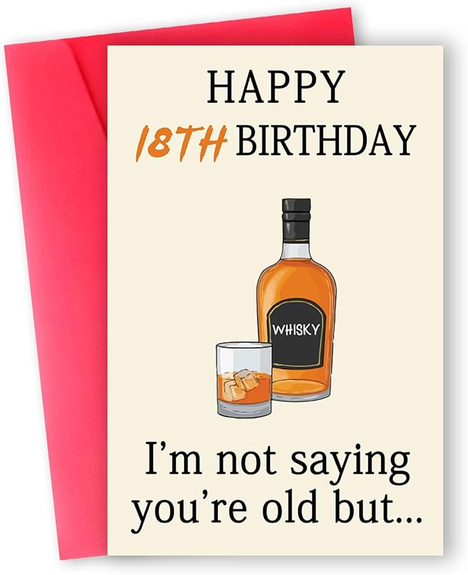 Funny 18th Birthday Card for Son Daughter, Funny 18th Birthday Decorations for Boys Girls, Cool Gifts for 18 Year Old Her Him Birthday, Unique 18 Bday Gift Ideas