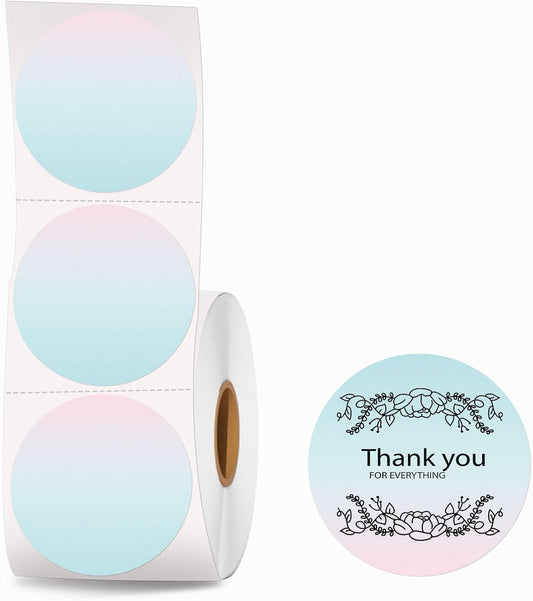 2''×2‘’ Round Circle Thermal Sticker Labels, Self-Adhesive 2 Inch Circle Direct Thermal Labels, Multi-Purpose Sticker Labels for DIY Logo Design,Name Tag,QR Code, 500 Labels/1 Roll, Gradient