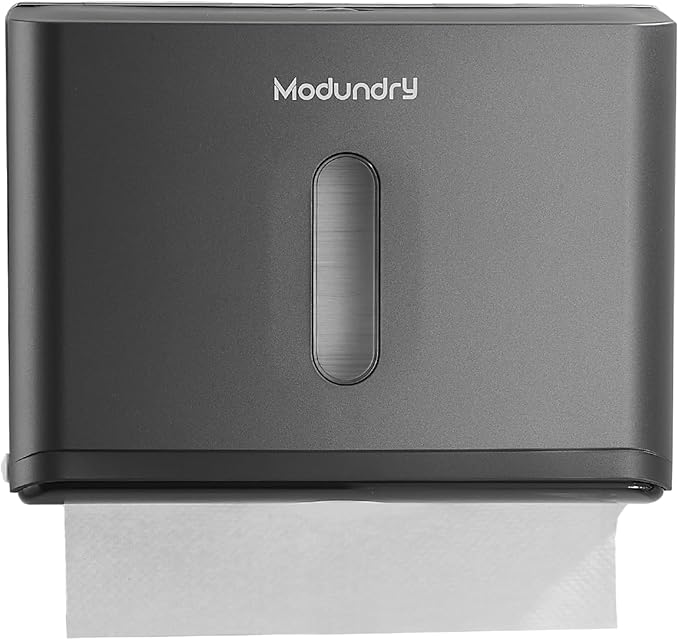 Paper Towel Dispensers Wall Mount: Adhesive Paper Towel Holder for Z Fold, No Drilling Install, Compact Hand Towel Dispenser for Home Bathroom, Restroom, Office, Grey