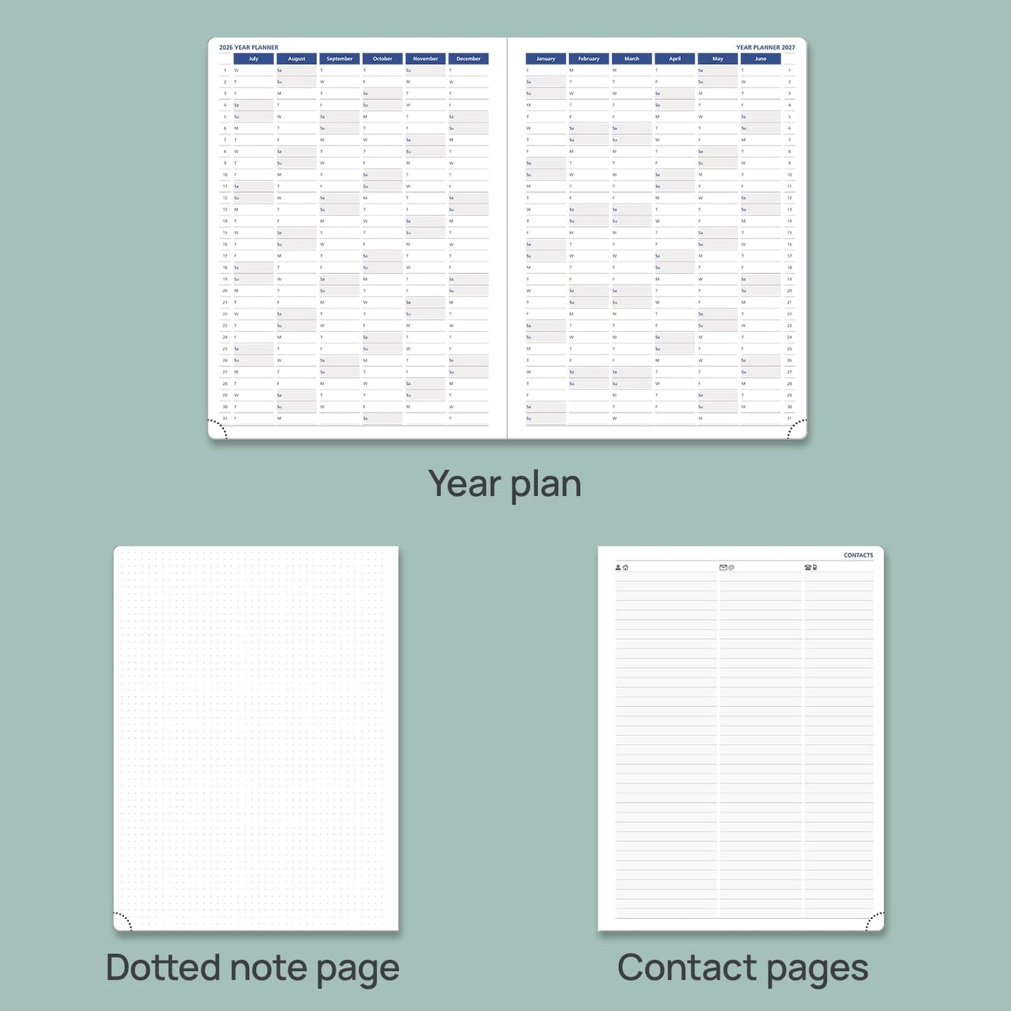 POPRUN Academic Planner 2025-2026, 8.5'' x 11.25'', Quarter-Hourly Appointment Book (July 2025-June 2026) with PU Leather Soft Cover, Dual Pockets, Monthly Tabs, 100GSM Thick Paper - Soft Pink