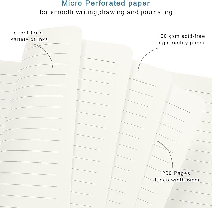 Small Notebook, Mini Pocket Journal A6 5.7" x 3.9", Leather Hardcover Journal with Pen Holder, 160 Thick Papers, Cute Lined Notebook Small Notepad for Women Writing Work Travel, Coconut Trees