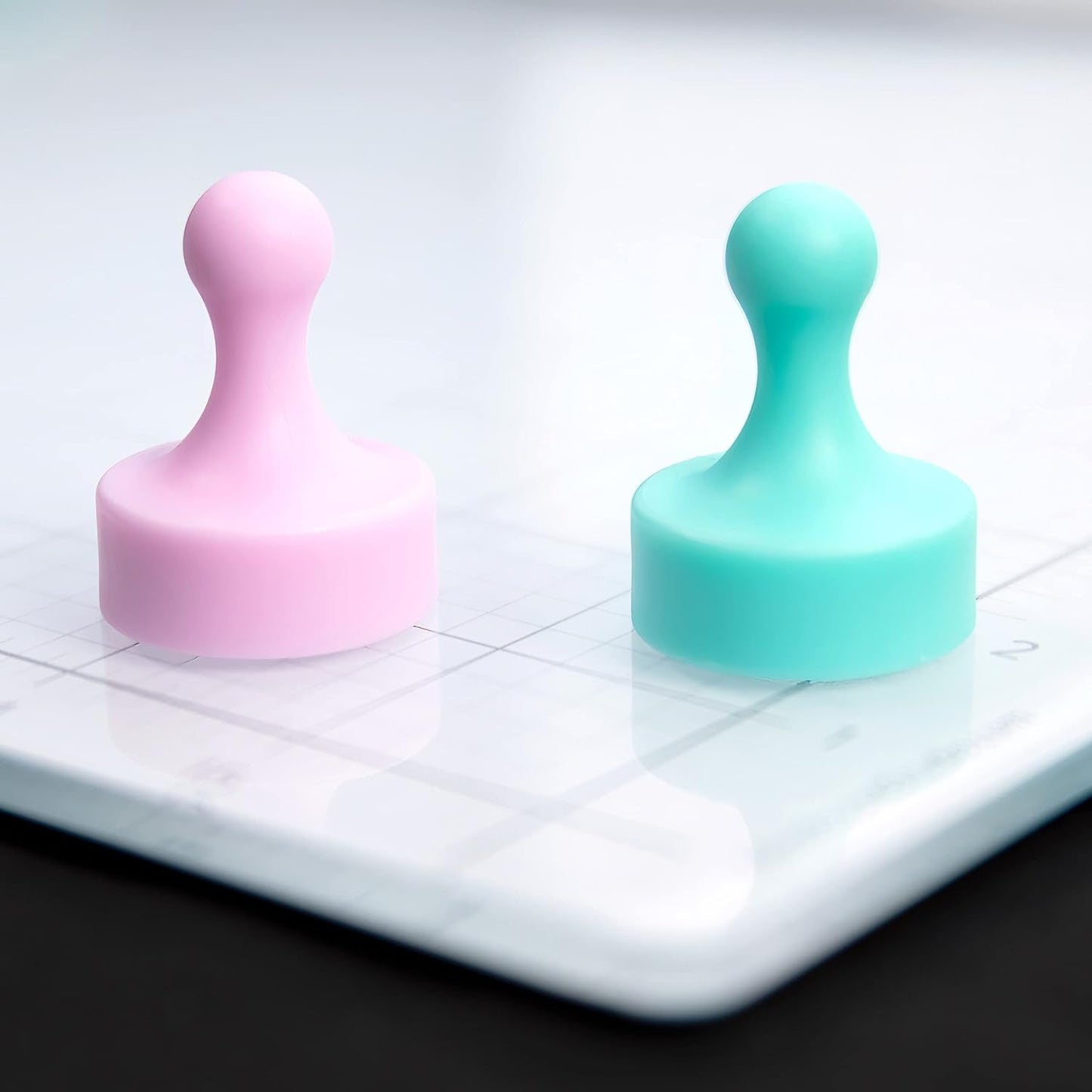 GLASSBOARD STUDIO Powerful Neodymium Magnets, Pawn-Shaped - Strong Fridge/Refrigerator and Whiteboard Magnet, Ideal for Office, Kitchen, Crafts - Rare Earth, Heavy Duty (3, Summer Mint)