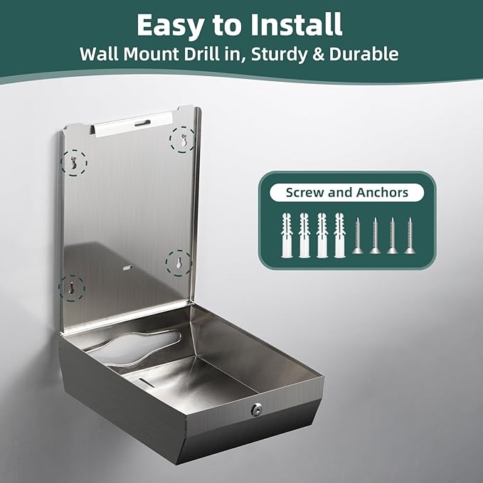 Paper Towel Dispenser Wall Mount, Large Commercial C/Z Tri Fold Multifold Hand Towels Dispenser, Brushed Stainless Steel Paper Towel Holder with Lock for Bathroom, Restroom and Public Places