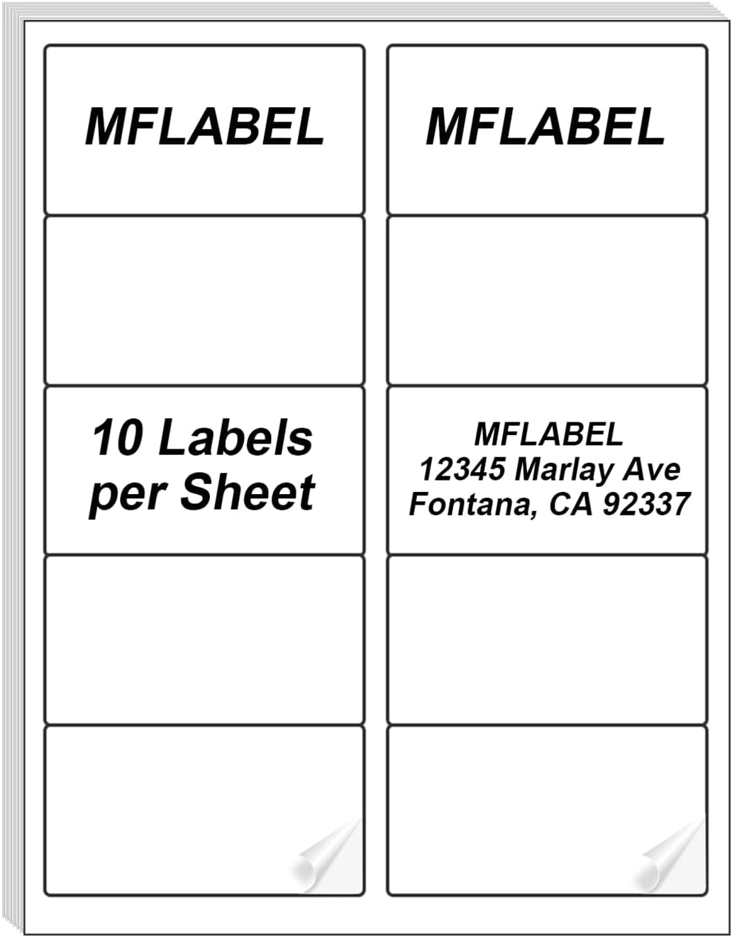 MFLABEL 2x4 Shipping Address Labels, 10-UP, 160000 Count, 16000 Sheets for Printer, Internet Mailing, FBA Stickers, 2" x 4" for Laser/Inkjet Printer