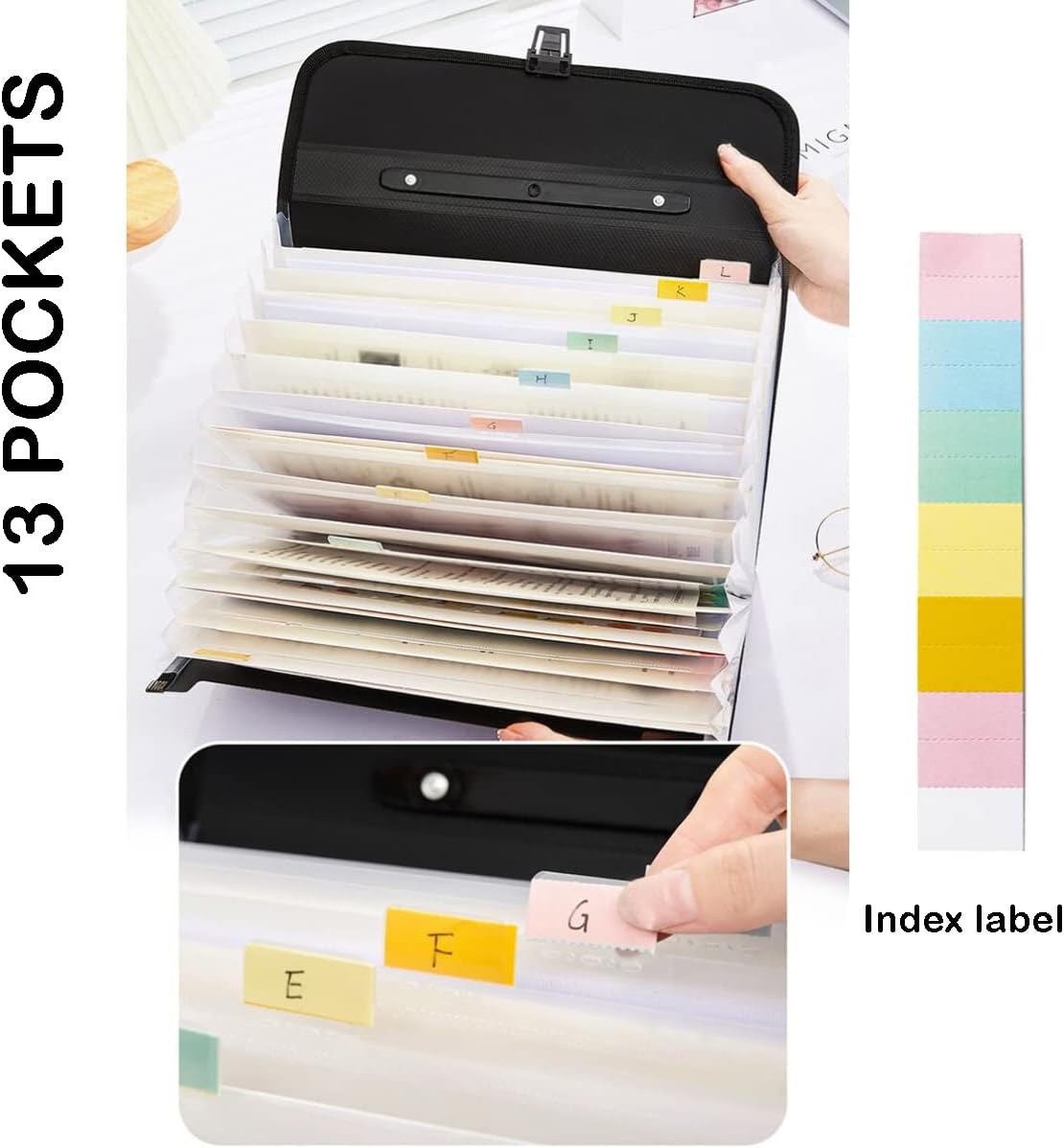 2 Pack Extra Large Legal Size/Foolscap 12 Pockets Accordion File Organizer with Handle, TRANBO Portable Expanding File Folder, Expandable Plastic Document Organizer for Travel School Office