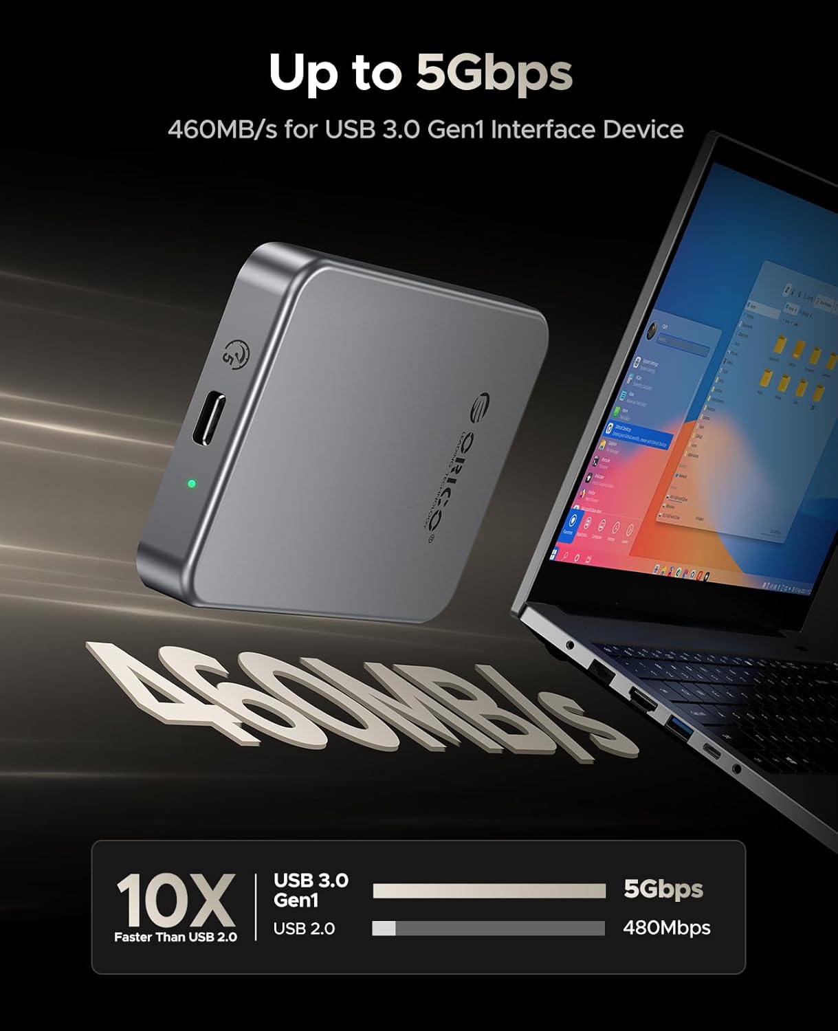 ORICO 2TB Magnetic Portable SSD, Metal Body, 4K 120 fps ProRes HDR Record and Store, Up to 460MB/s, USB C&A 2 in 1 Cable, External SSD Compatible with iPhone 16 Pro Max, Tablet, Computer - K5PLUS