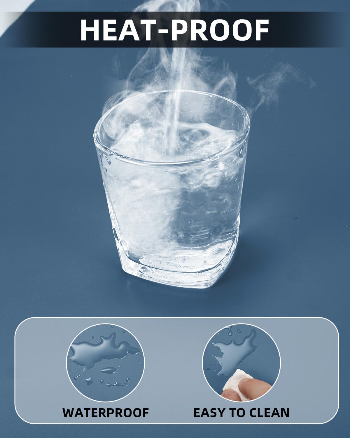 Pu Leather Desk Protector, Non-Slip Laptop Mat - Waterproof Writing Pad for Office/Home (23.6"x13.8", Grey Blue)