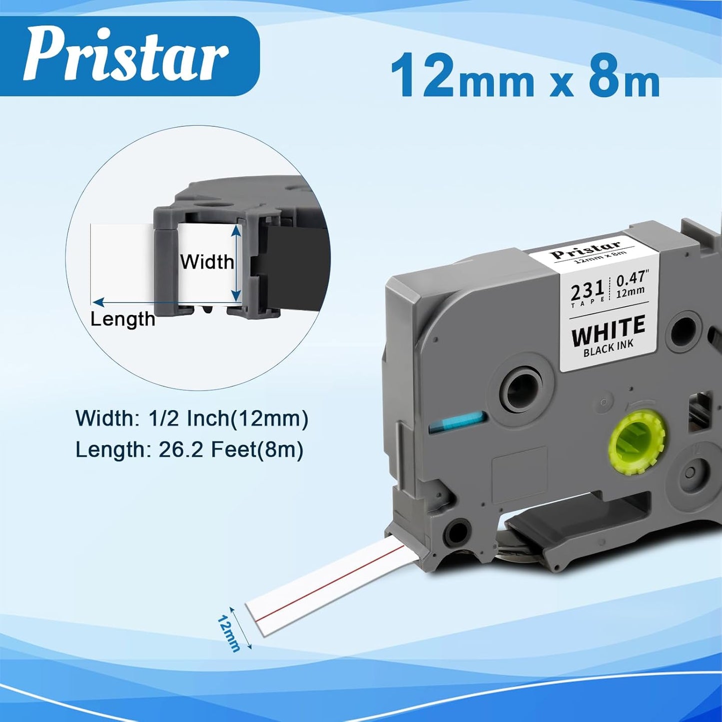 30x Replace for Brother Label Maker Tape 12mm 0.47 Laminated White TZ Tape Work with Brother P Touch PTH210 PTD220 PTH110 PT-1280 PT-1880 Label Maker Refills, Black on White, 1/2 Inch x 26.2 Feet