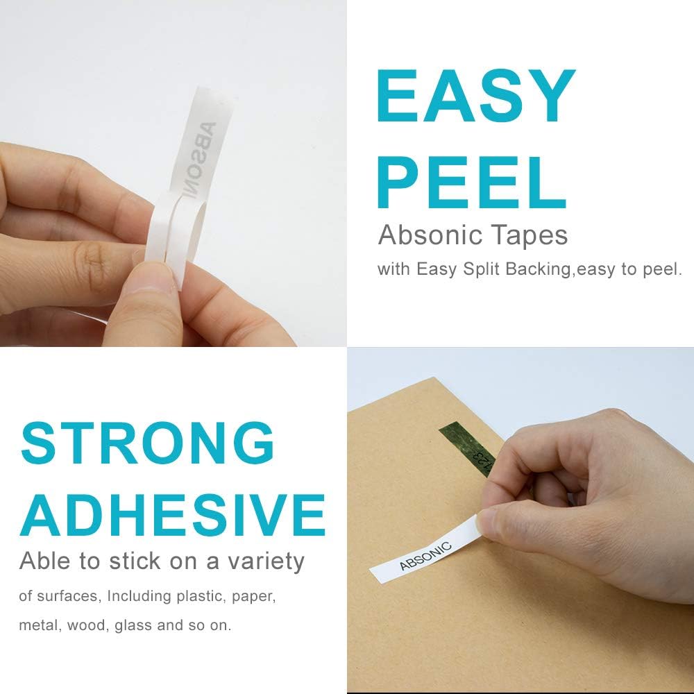 Absonic 4-Pack Compatible for Casio Label Maker Tape 9mm XR-9WE XR-9WE2S XR9WE2S 9mm Black on White Label It for KL-120 KL-60 KL-100 KL-750 KL750B KL-780 KL820 KL7000 KL7200 Label Maker, 3/8" x 26'