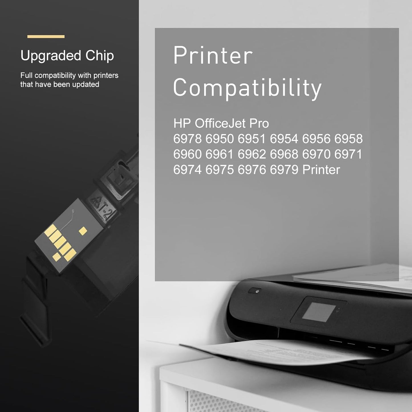 902XL Ink Compatible Ink Cartridge Replacement for 902 XL 902XL (4 Combo Pack) to use with Officejet Pro 6978 6968 6974 6975 6960 Officejet 6951 6954 6956 6958 Printers