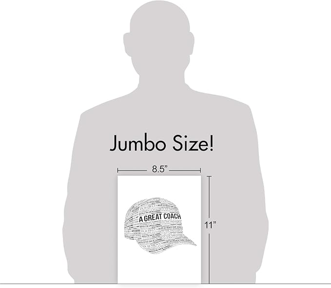 NobleWorks - 1 Jumbo School Teacher Thank You Notecard From US, Everyone w/Envelope (8.5 x 11 Inch) Team Sports Athlete Gratitude, Coaches and Mentor Notecard - Great Coach Thank You J6767TYG-US